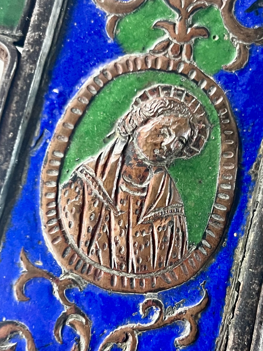 Large Processional Cross In Polychrome Enamel – 18th Century-photo-3