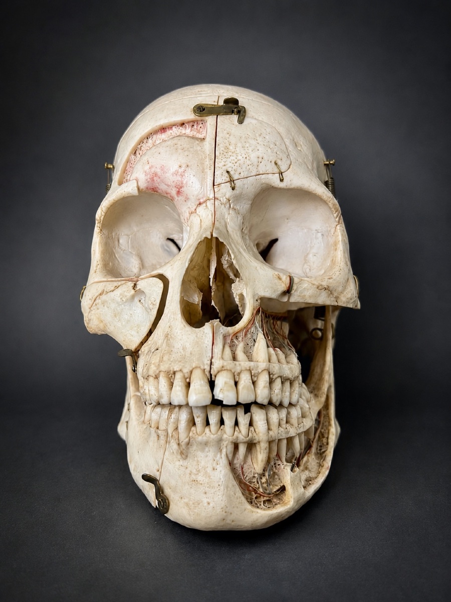 Educational Anatomical Human Skull With Removable Parts –  19th Century-photo-3