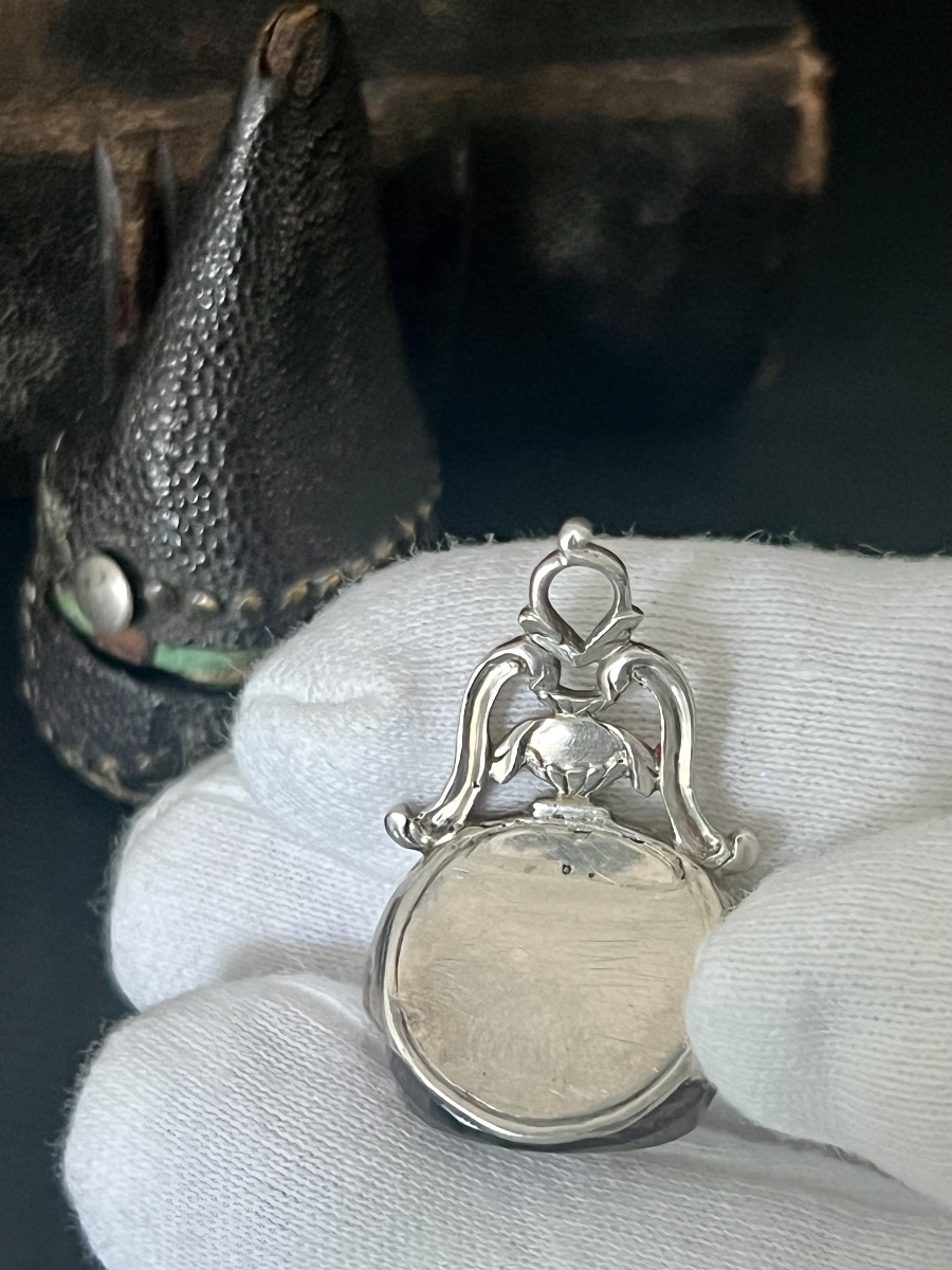 Heraldic Seal Made Of Tinted Rock Crystal, With A Silver Setting And Original Case – 19th Century -photo-2