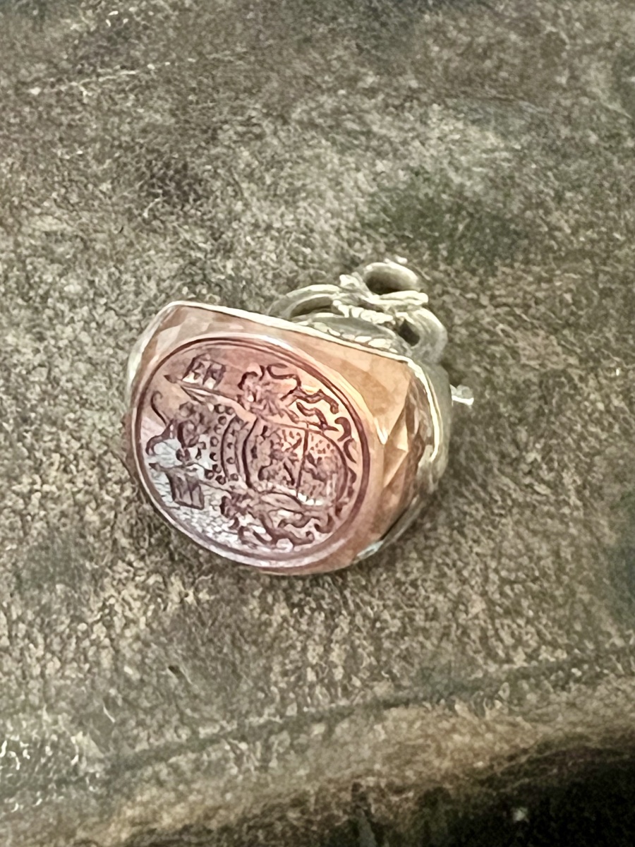 Heraldic Seal Made Of Tinted Rock Crystal, With A Silver Setting And Original Case – 19th Century -photo-4