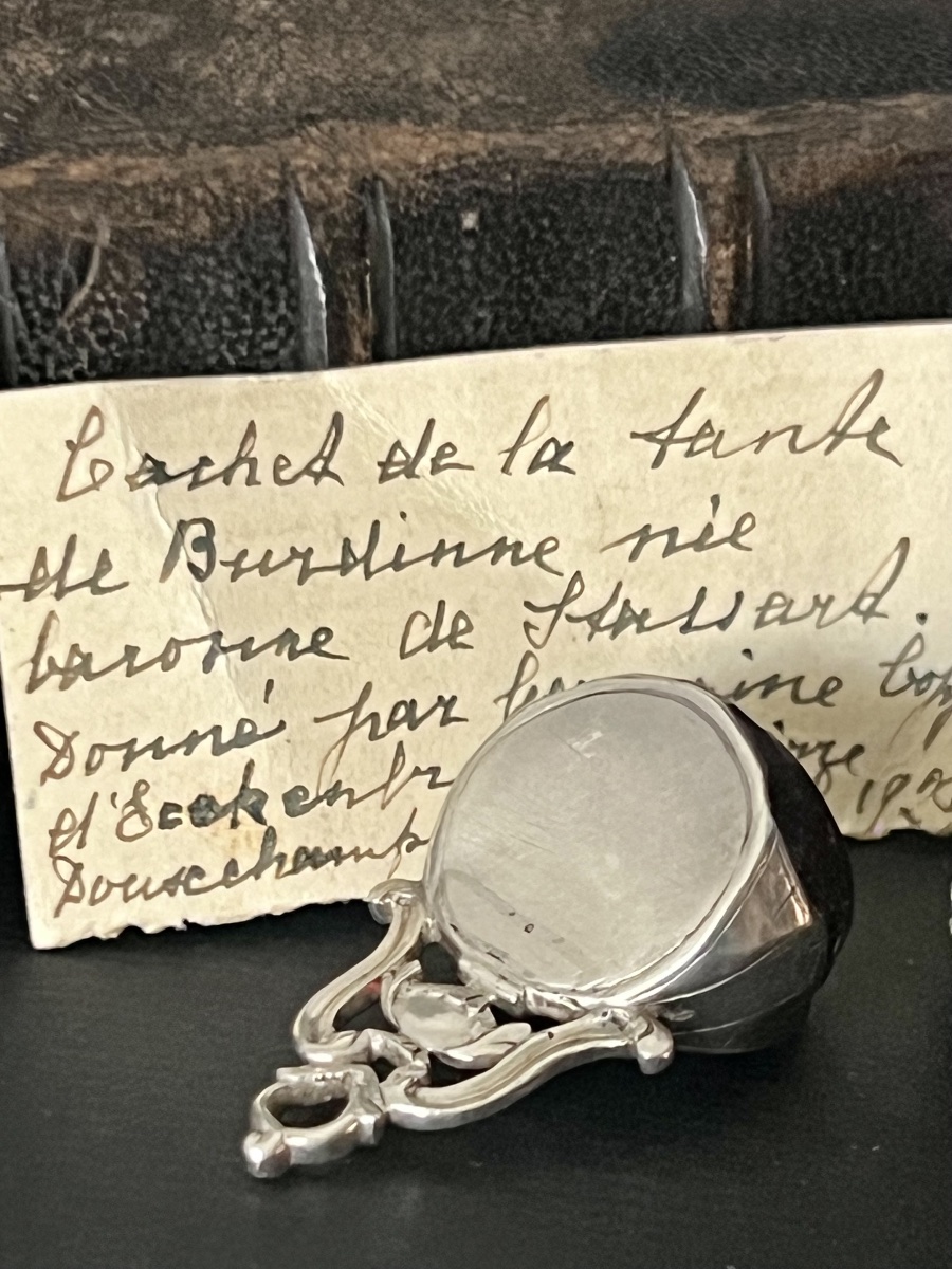 Heraldic Seal Made Of Tinted Rock Crystal, With A Silver Setting And Original Case – 19th Century -photo-5