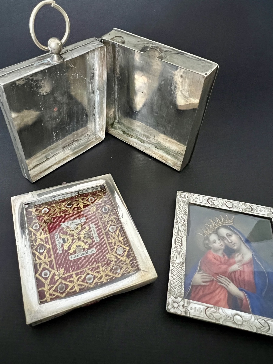 Reliquaire diptyque aux seize reliques – Vierge à l’Enfant – XIXe siècle-photo-7