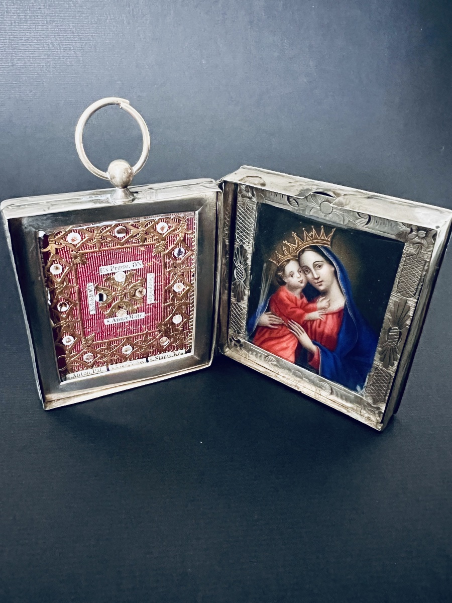 Reliquaire diptyque aux seize reliques – Vierge à l’Enfant – XIXe siècle