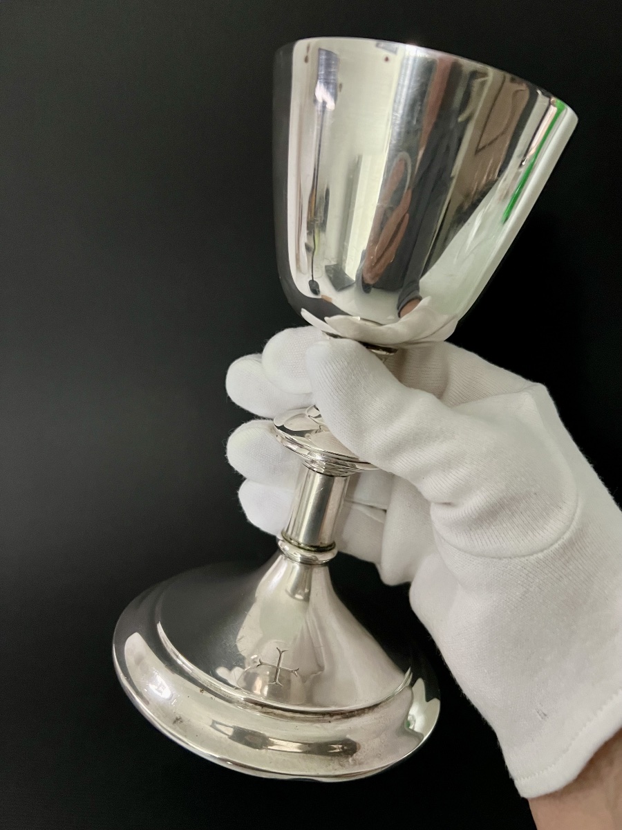 Solid Silver And Vermeil Chalice – A.e. Jones – Birmingham, 1940-photo-3