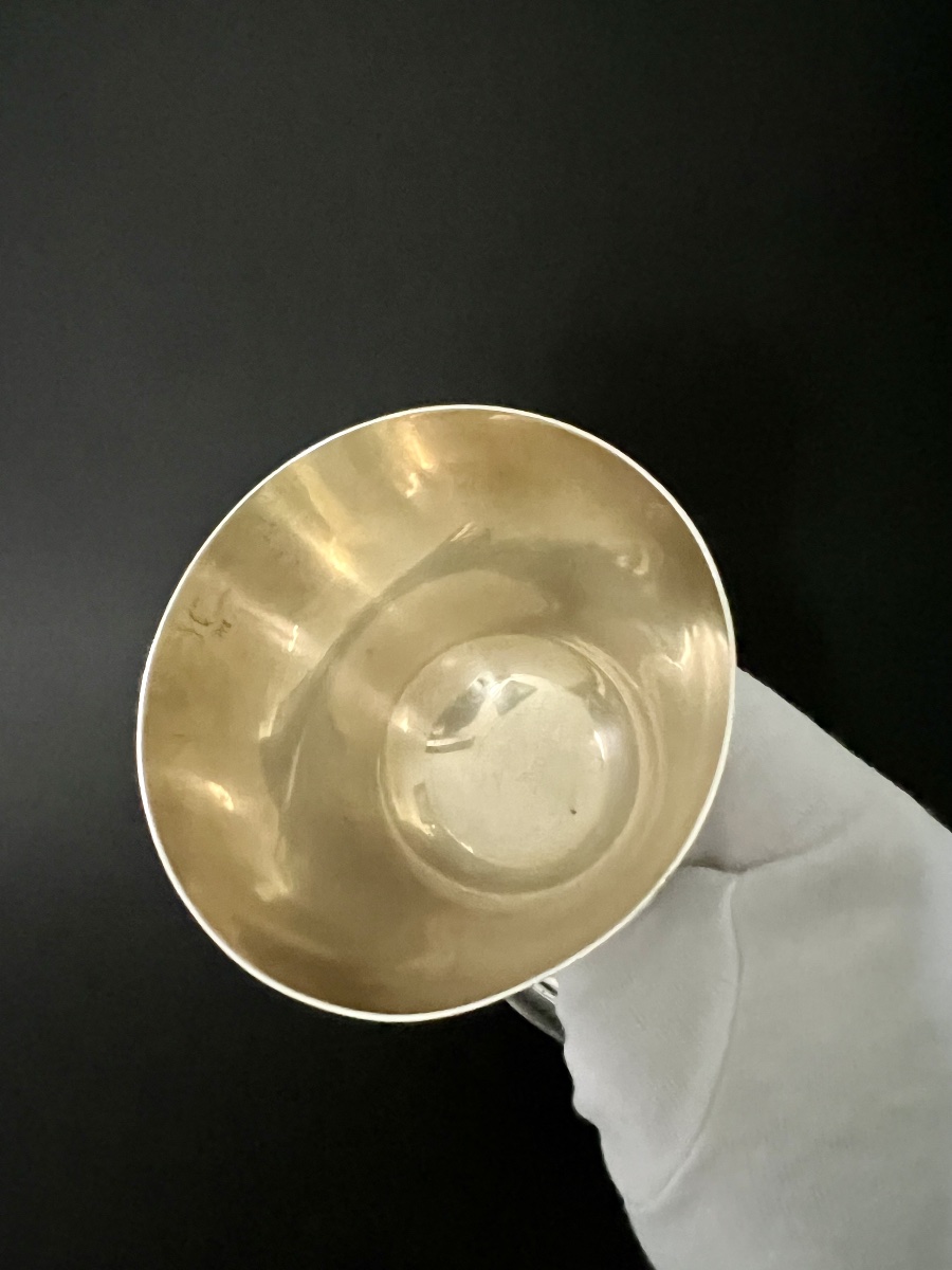 Solid Silver And Vermeil Chalice – A.e. Jones – Birmingham, 1940-photo-4