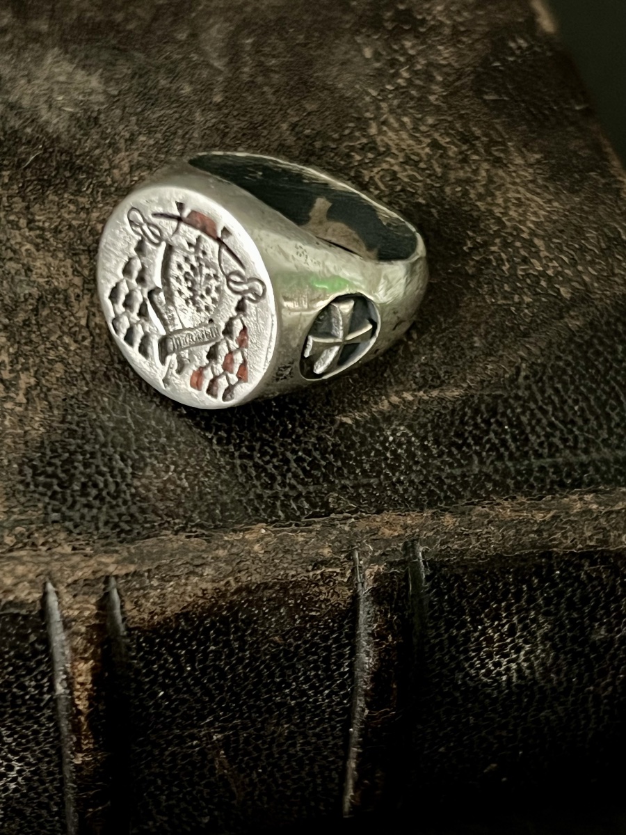 Bague cachet ecclésiastique en argent – Armoiries prélatices - XIXè-photo-2