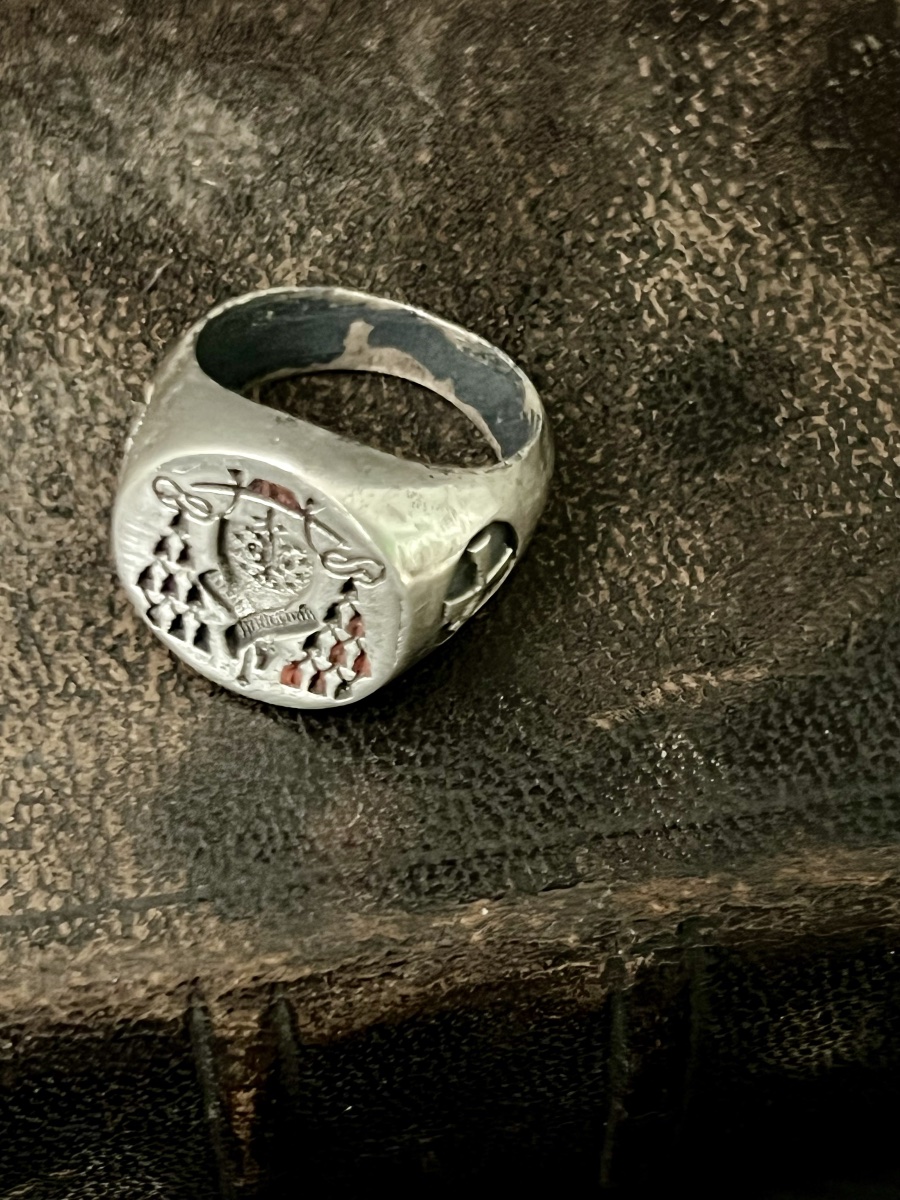 Bague cachet ecclésiastique en argent – Armoiries prélatices - XIXè-photo-3