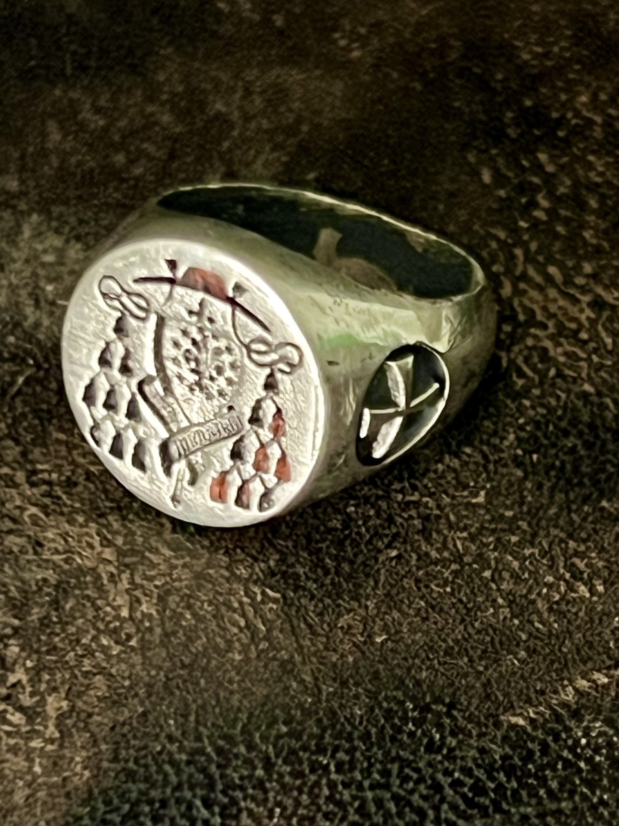 Bague cachet ecclésiastique en argent – Armoiries prélatices - XIXè-photo-4