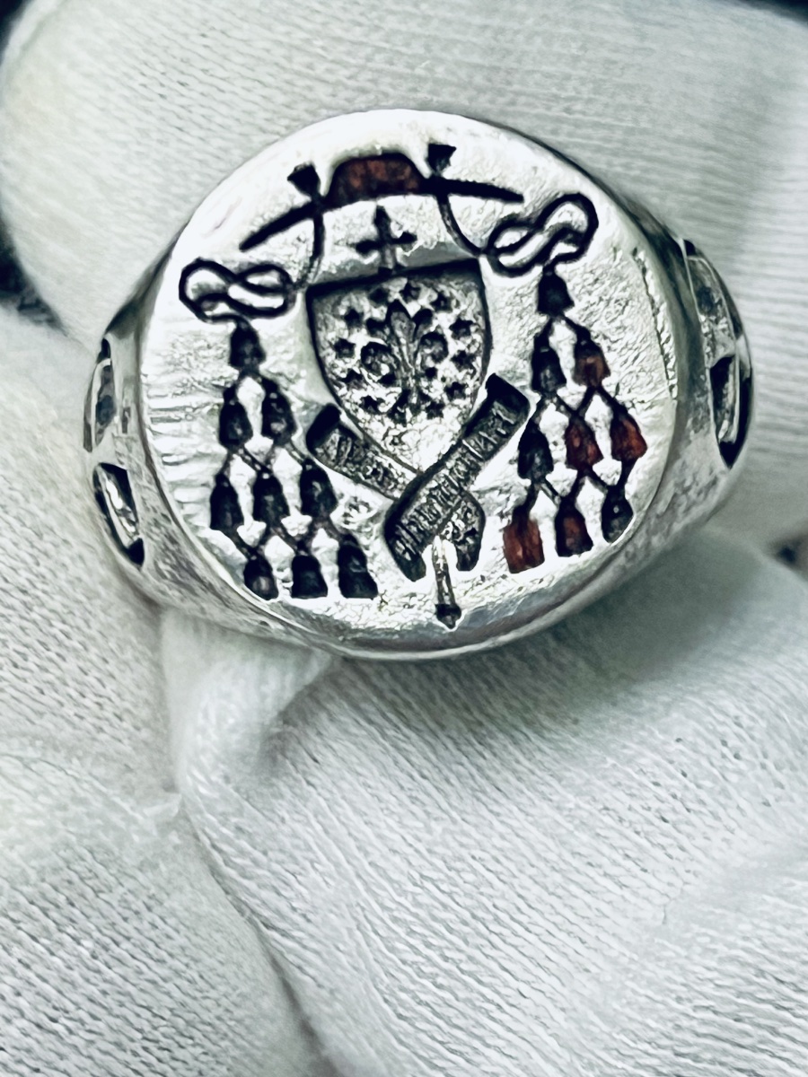 Bague cachet ecclésiastique en argent – Armoiries prélatices - XIXè-photo-4