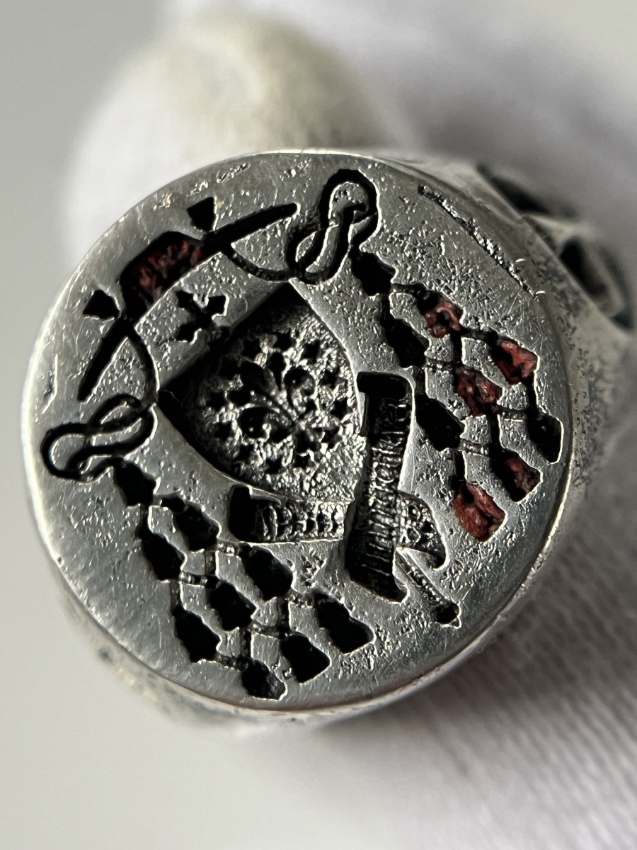 Bague cachet ecclésiastique en argent – Armoiries prélatices - XIXè-photo-5