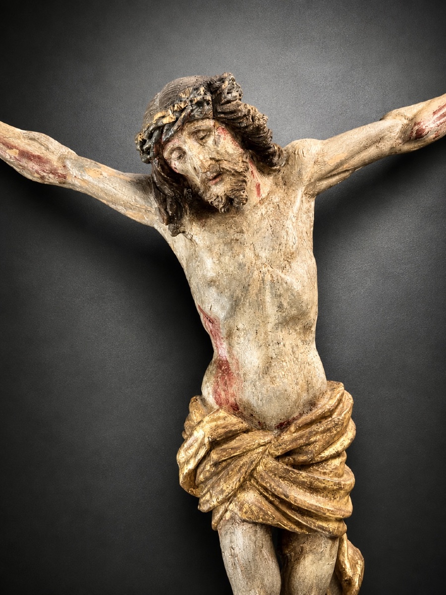 Christ en bois polychrome et doré – Souabe, Allemagne du Sud –XVIème-photo-2