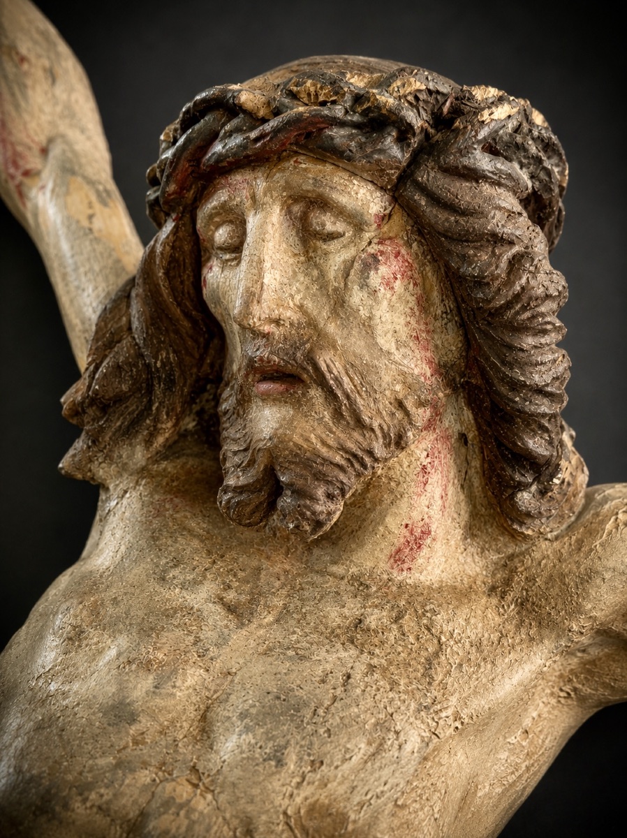 Christ en bois polychrome et doré – Souabe, Allemagne du Sud –XVIème-photo-3