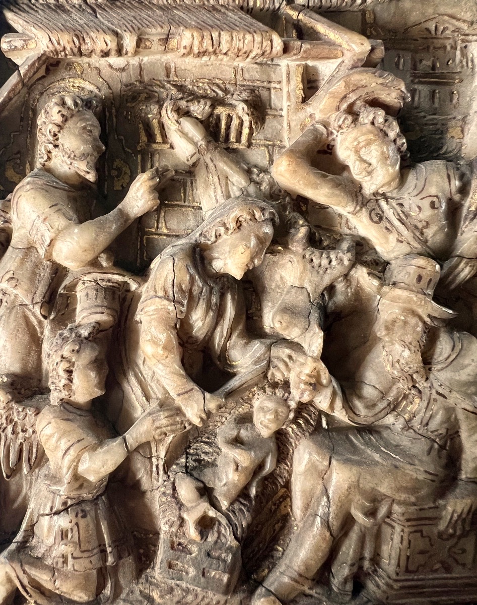Adoration Of The Magi – A Carved, Polychrome And Gilded Alabaster Relief – Mechelen, Circa 1600-photo-2