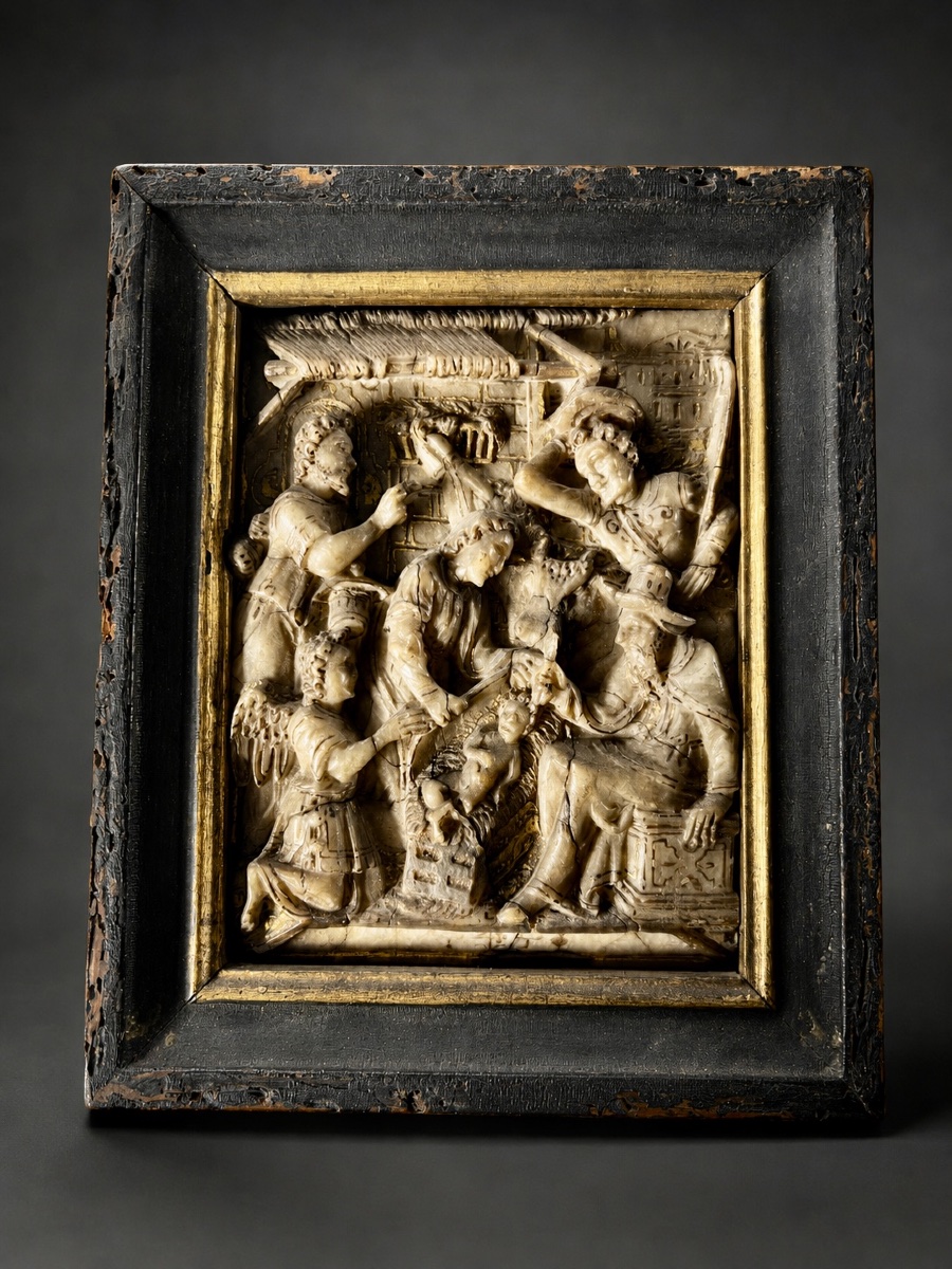 Adoration Of The Magi – A Carved, Polychrome And Gilded Alabaster Relief – Mechelen, Circa 1600