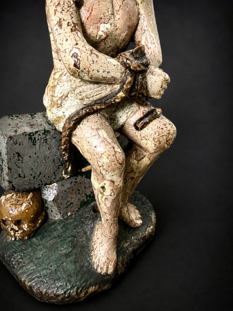 Christ aux outrages – Bois sculpté polychrome – Art populaire religieux, XVIIe-photo-3