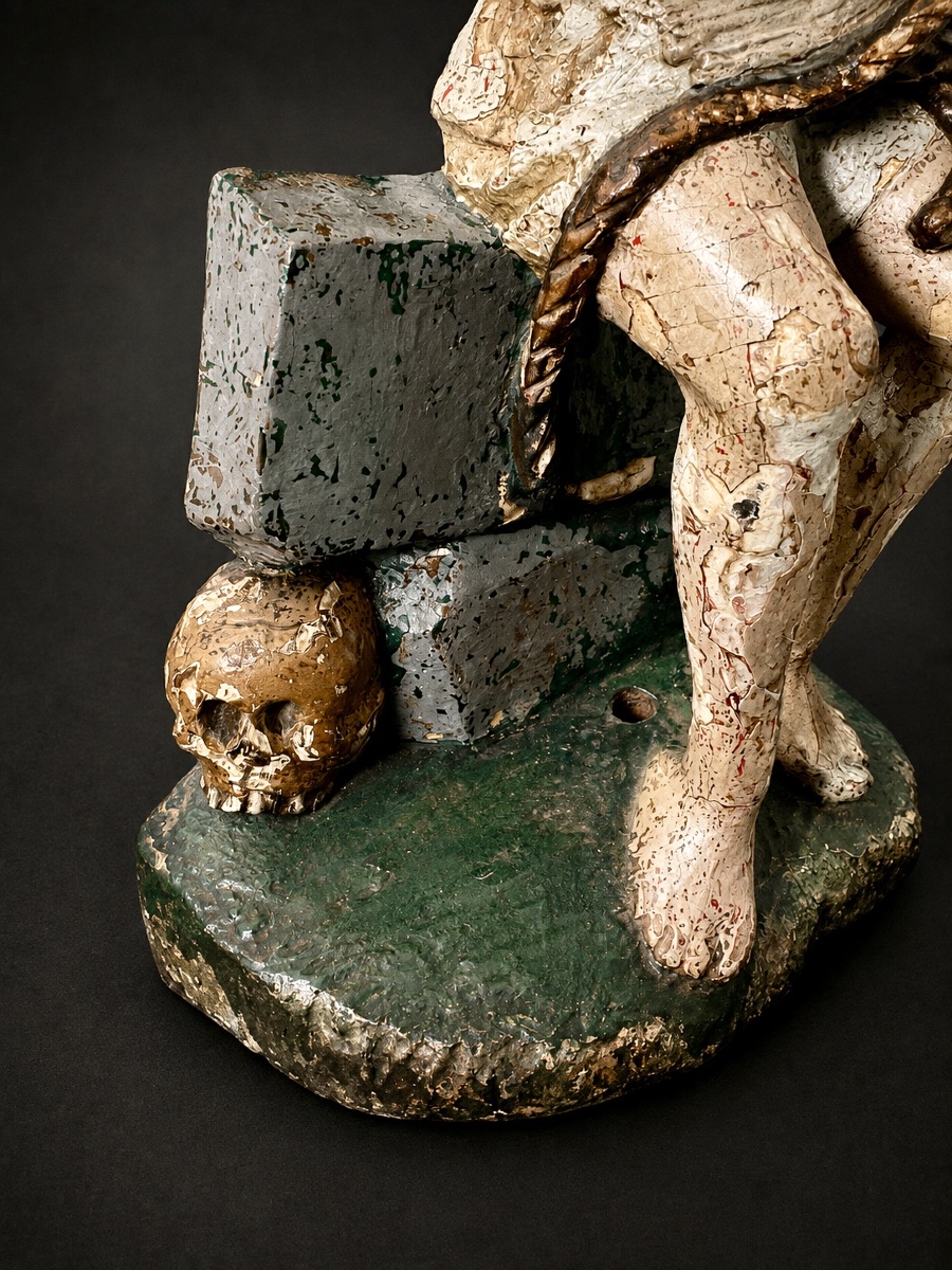 Christ aux outrages – Bois sculpté polychrome – Art populaire religieux, XVIIe-photo-4