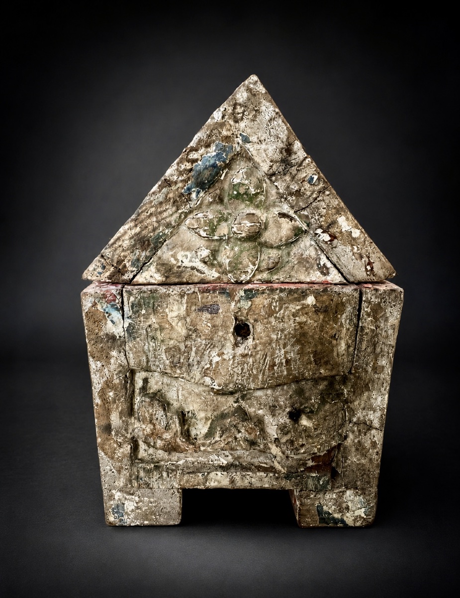 Chasse monastique en bois sculpté et polychromé, travail flamand - Bruges - XVIIe siècle -photo-2