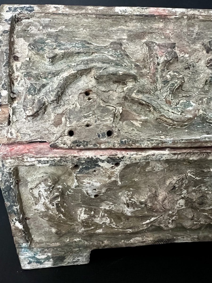 Chasse monastique en bois sculpté et polychromé, travail flamand - Bruges - XVIIe siècle -photo-4