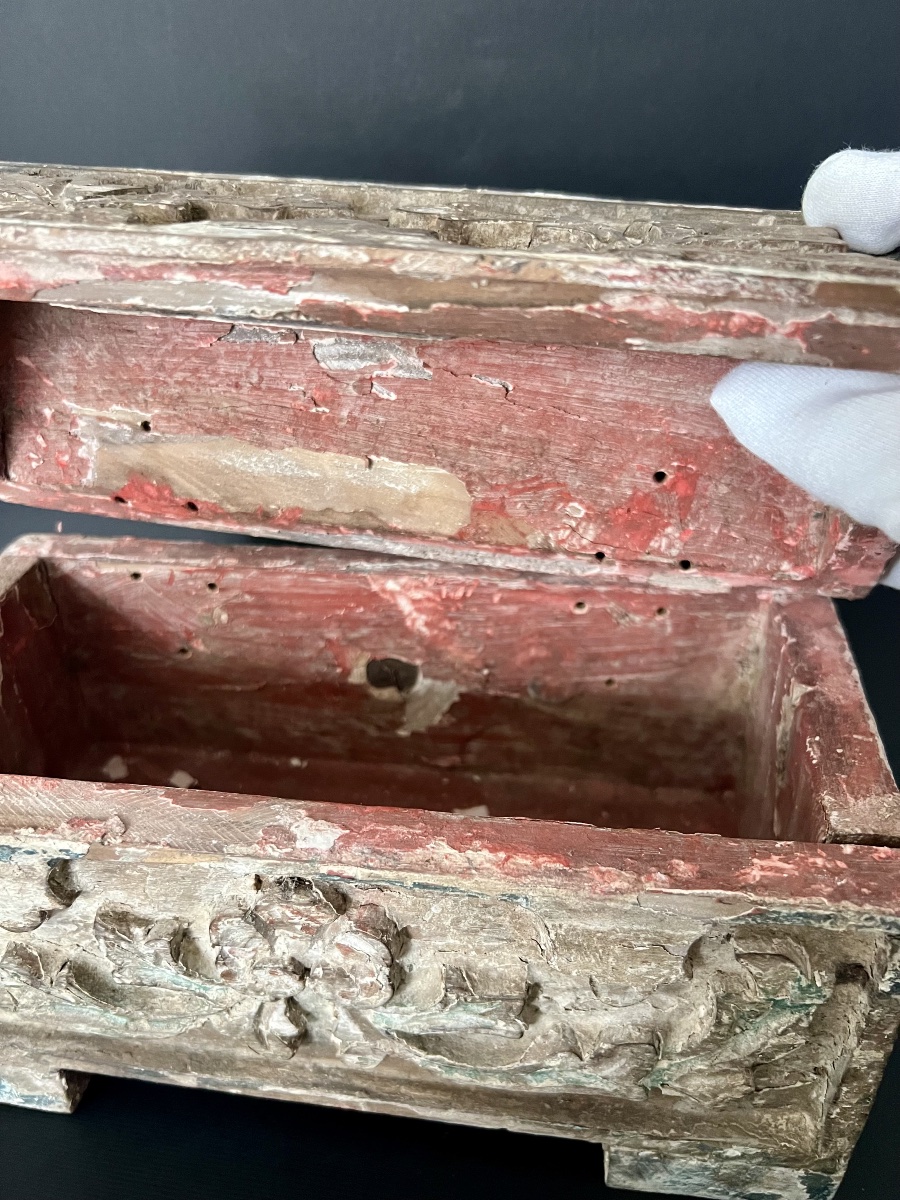 Chasse monastique en bois sculpté et polychromé, travail flamand - Bruges - XVIIe siècle -photo-7