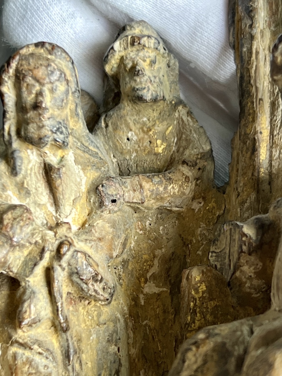 Fragment de retable – Le Christ devant Ponce Pilate – Fin XVe / début XVIe siècle-photo-2