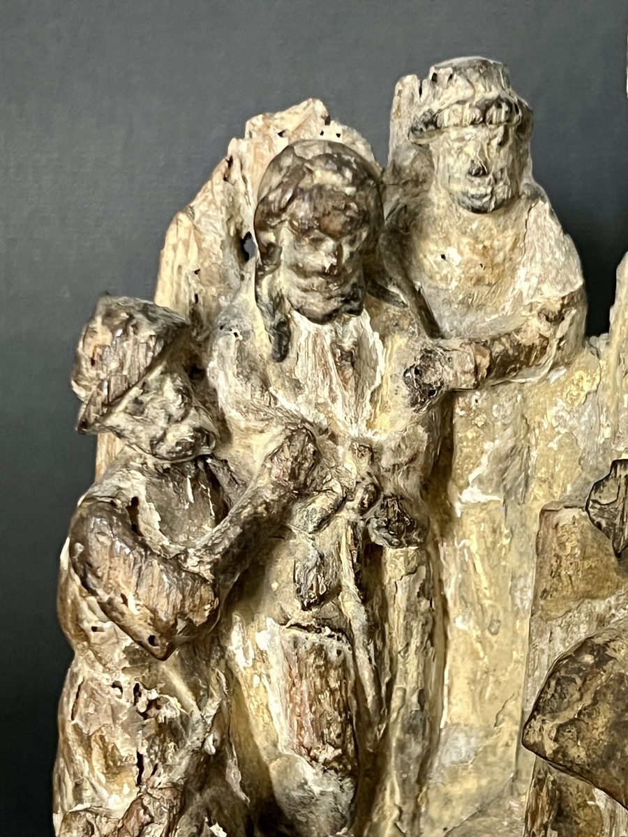 Fragment de retable – Le Christ devant Ponce Pilate – Fin XVe / début XVIe siècle-photo-3