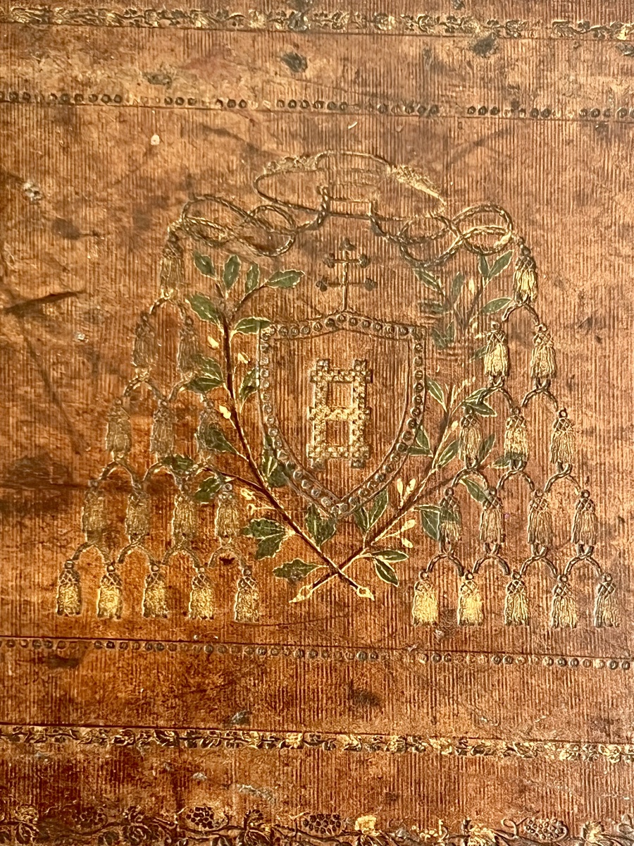 Leather Travel Case Bearing The Coat Of Arms Of A Cardinal-archbishop – 18th / Early 19th Century-photo-7