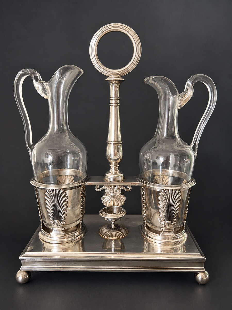 950% Sterling Silver Oil Cruet Holder – Paris, 1819–1838-photo-8
