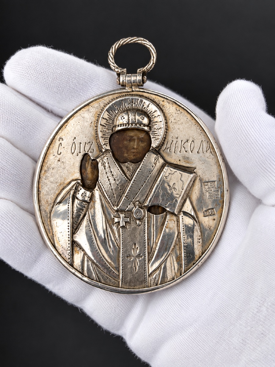 Double-sided Russian Travel Icon In Silver, 84 Zolotniki – Early 19th Century-photo-4
