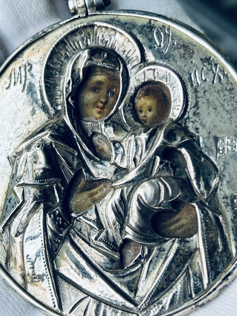Double-sided Russian Travel Icon In Silver, 84 Zolotniki – Early 19th Century-photo-2