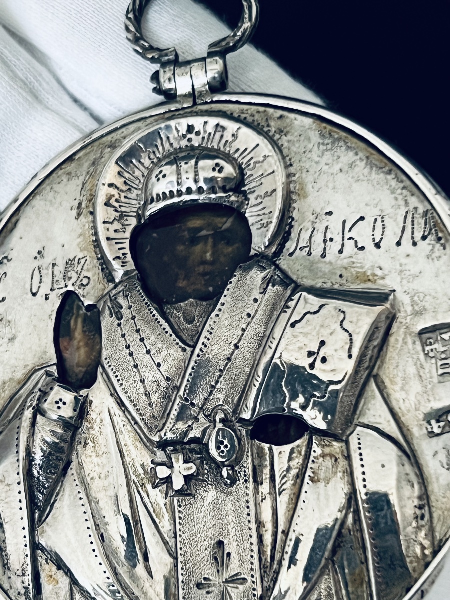 Double-sided Russian Travel Icon In Silver, 84 Zolotniki – Early 19th Century-photo-3