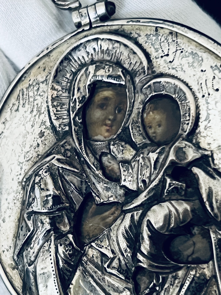 Double-sided Russian Travel Icon In Silver, 84 Zolotniki – Early 19th Century-photo-4