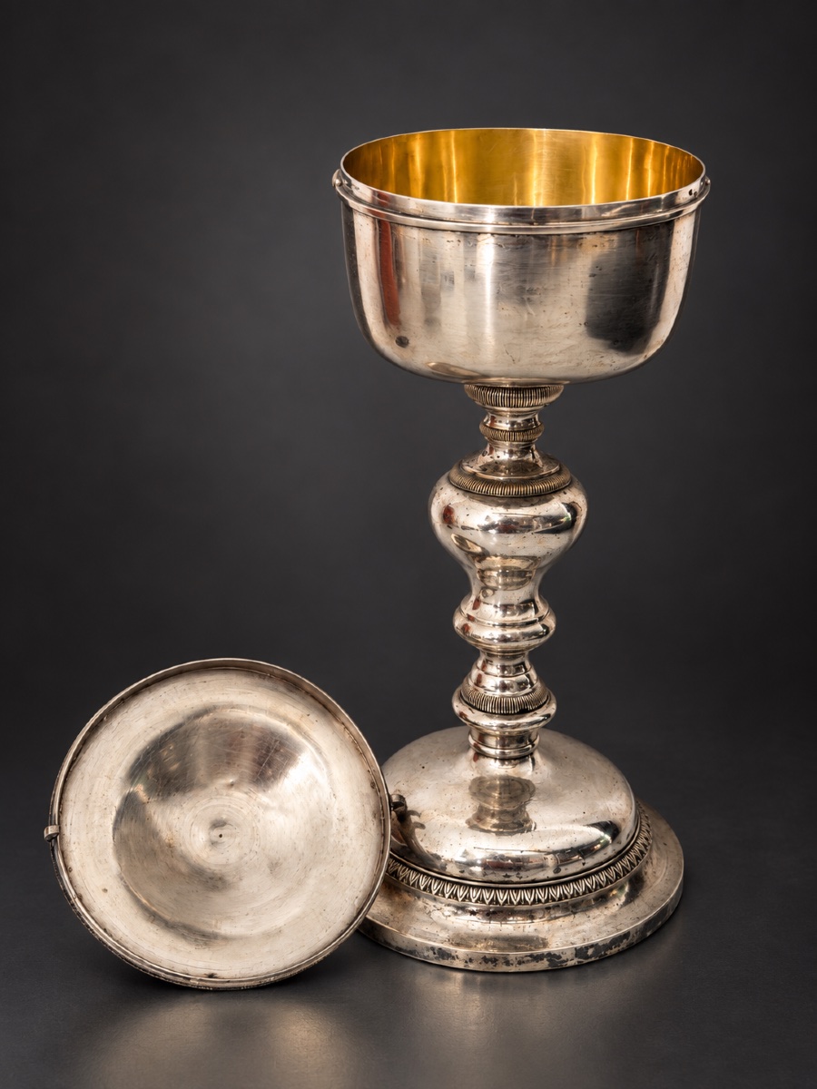 Ciboire néoclassique en Argent Massif  - Orfèvre Émile Doublet (ED)  - France circa 1900-photo-2