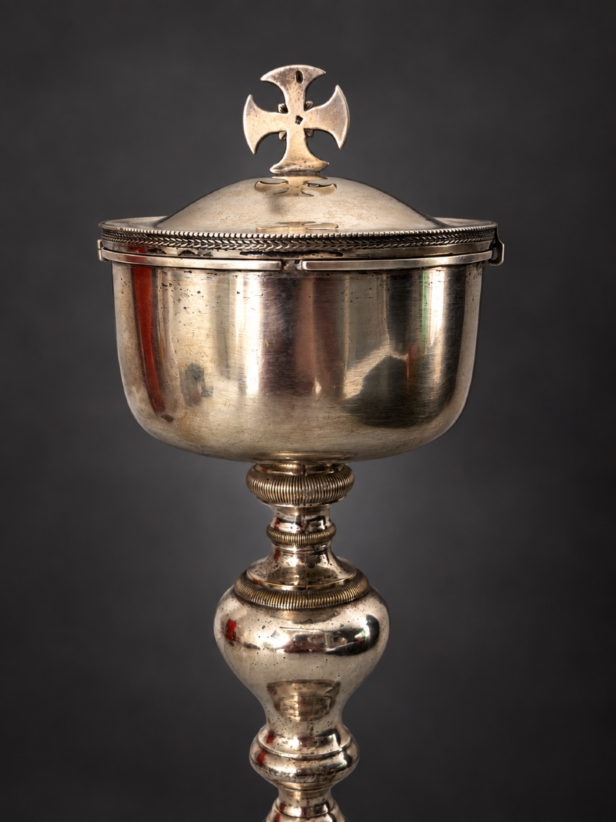 Ciboire néoclassique en Argent Massif  - Orfèvre Émile Doublet (ED)  - France circa 1900-photo-4