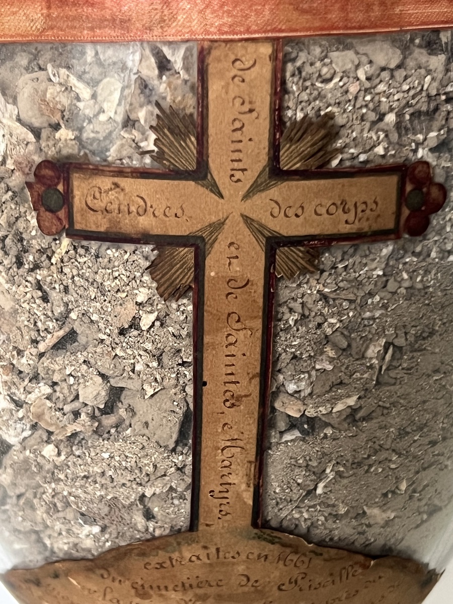Rare paire de grands reliquaires des catacombes romaines – reliques extraites en 1661-photo-8