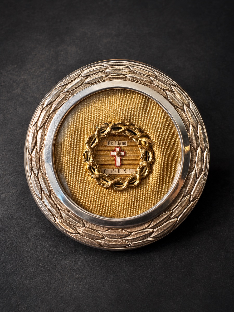 Reliquary For The True Cross – Silver And Brass – 19th Century-photo-4