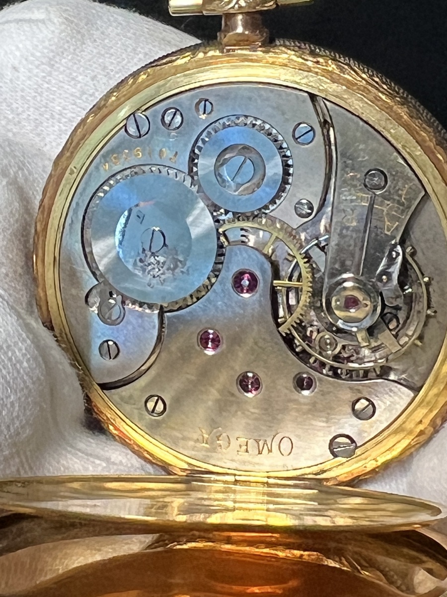 OMEGA – Montre de poche  en or jaune 18 carats – Époque Art déco-photo-2