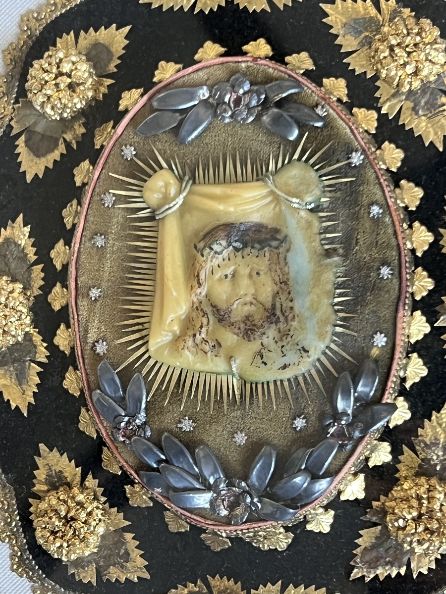 Large Reliquary With Scrolls—the Holy Face Of Christ And Relics From The Holy Land—19th Century-photo-2