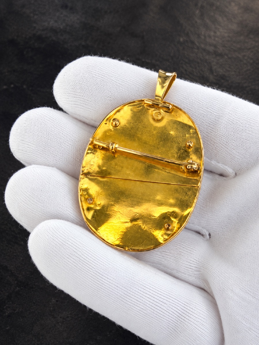 18-karat Yellow Gold Brooch-pendant – Cornucopia – Iran, Early 20th Century-photo-3