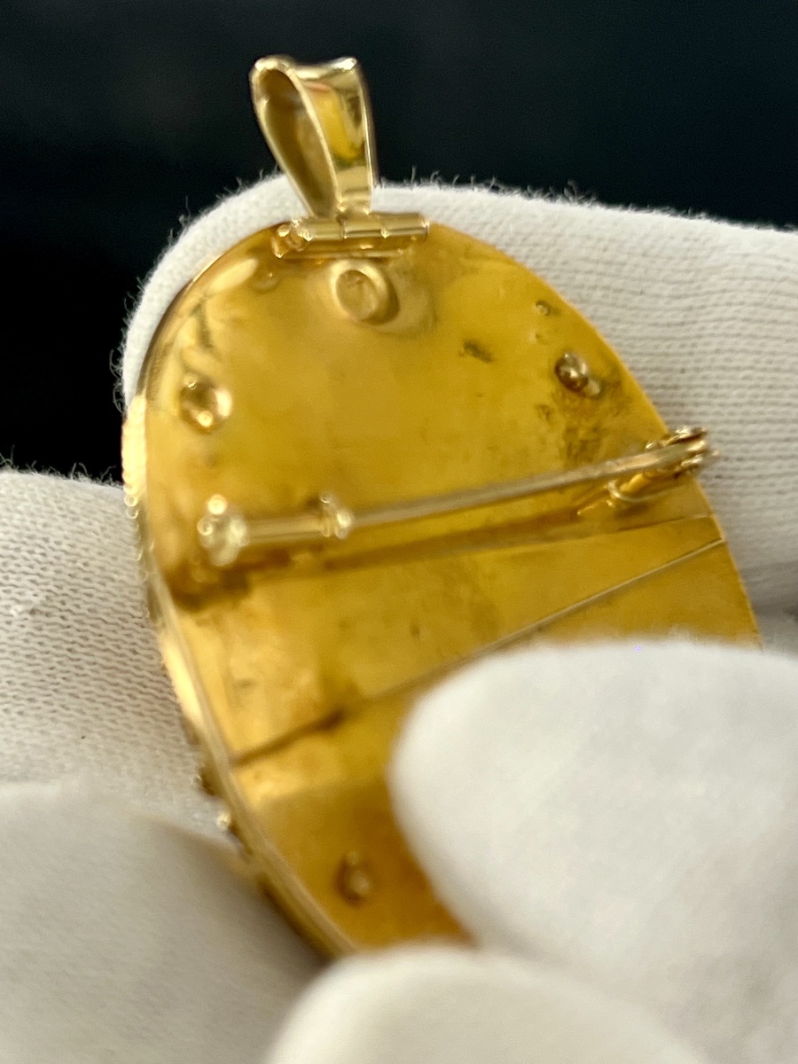 18-karat Yellow Gold Brooch-pendant – Cornucopia – Iran, Early 20th Century-photo-4