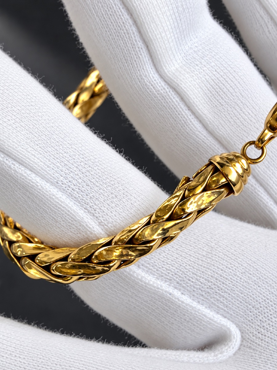 Bracelet en or jaune 18 carats – Maille tressée torsadée-photo-4