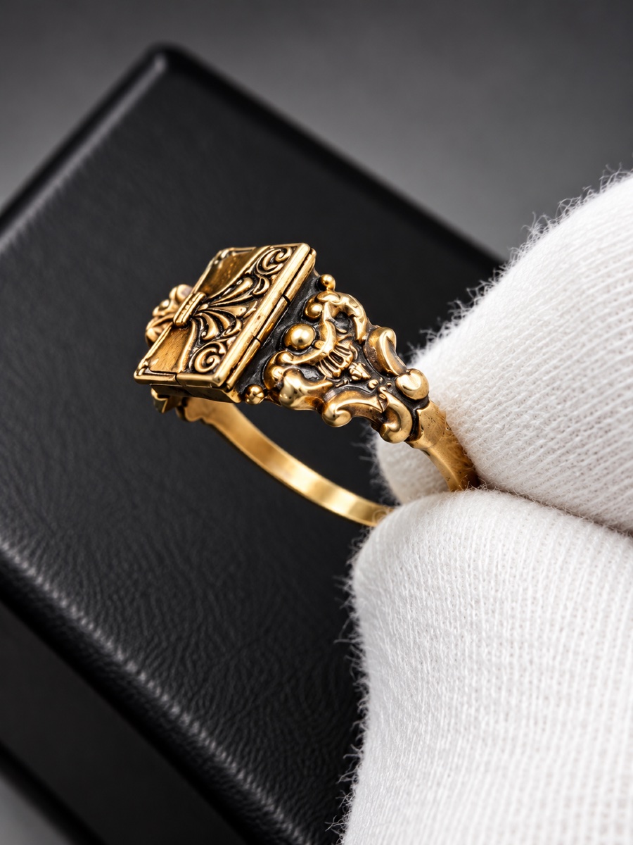 Victorian Gold Secret Ring – So-called “poison” Ring – 19th Century-photo-5