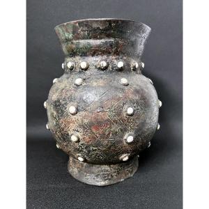Vase Protohistorique En Bronze à Incrustations - Culture Hallsatt - Ixe - VIIe Siècle Av J-c