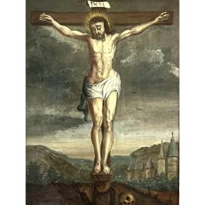 Oil On Copper - Christ On The Cross - 18th Century - Central Europe