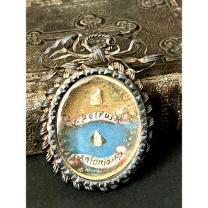 Reliquaire en argent – reliques de  Saints Pierre Apôtre et Antoine de Padoue fin XVIIIè Italie