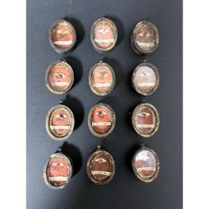 Set Of 12 Reliquaries Of The Apostles, 18th – Early 19th Century