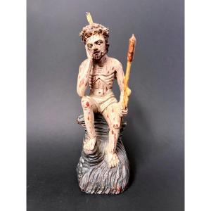 Christ Of The Outrages – “christ Of Patience” In Carved And Polychrome Wood, Italy 