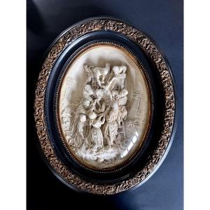 Important Bas-relief In Pipe Clay – “the Deposition Of Christ” – Signed E. Casier