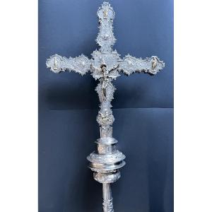 Magnifique et Rare Croix de procession monumentale en argent – Ávila - XVIᵉ siècle - Espagne