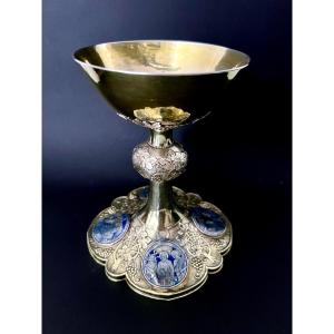 Calice d’ordination en argent vermeil, émaux champlevés – Europe centrale, daté 1920