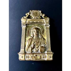 Gilt Bronze Kiss Of Peace – Castile, Circa 1567-1580 – Salvator Mundi